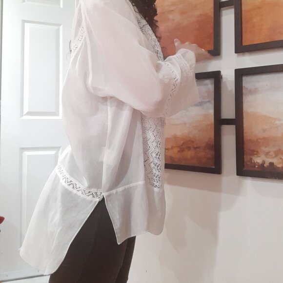 Anthropologie boho crochet silk blouse - Picture 12 of 16